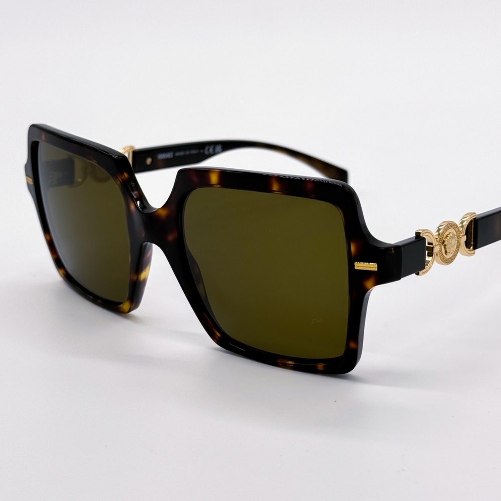 NEW VERSACE VE4441 10873 SQUARE BROWN GREEN MOD 4441 108/73 WOMEN SUNGLASSES - Picture 6 of 11
